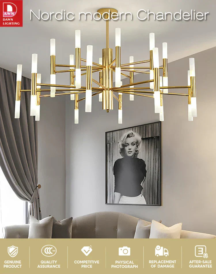 AstraGrid Nova Matrix LED Chandelier — Symmetrical Linear Rod Array