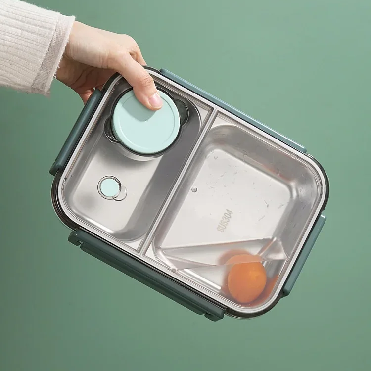 Isolerad lunchlåda — rostfritt stål, fack, läckagesäkert lock