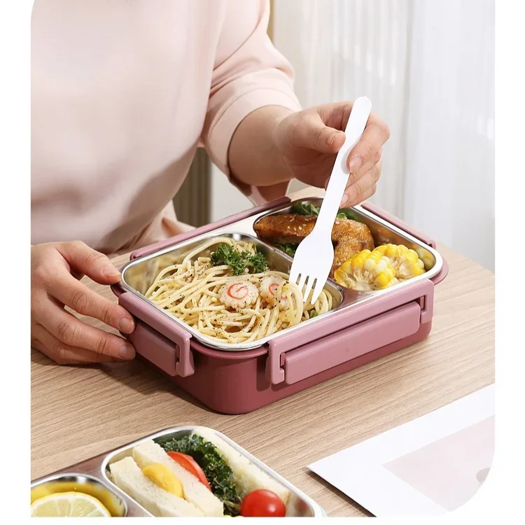 Isolerad lunchlåda — rostfritt stål, fack, läckagesäkert lock