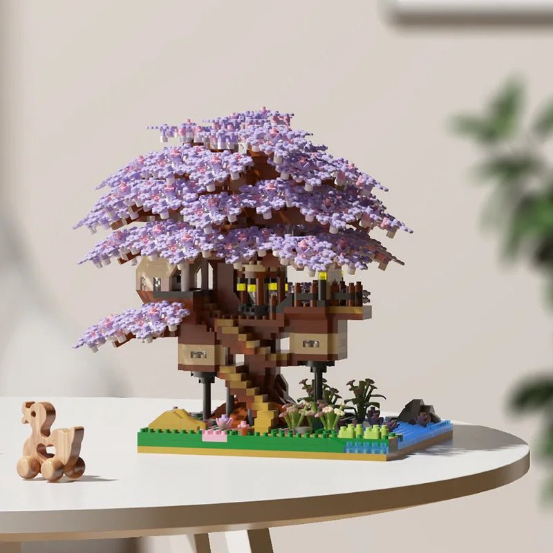 Zestaw Dreambloom Cherry Blossom Micro Treehouse — kompaktowy, szczegółowy zestaw konstrukcyjny