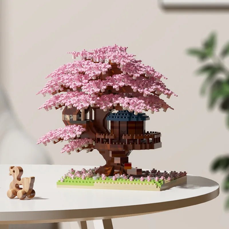 Zestaw Dreambloom Cherry Blossom Micro Treehouse — kompaktowy, szczegółowy zestaw konstrukcyjny