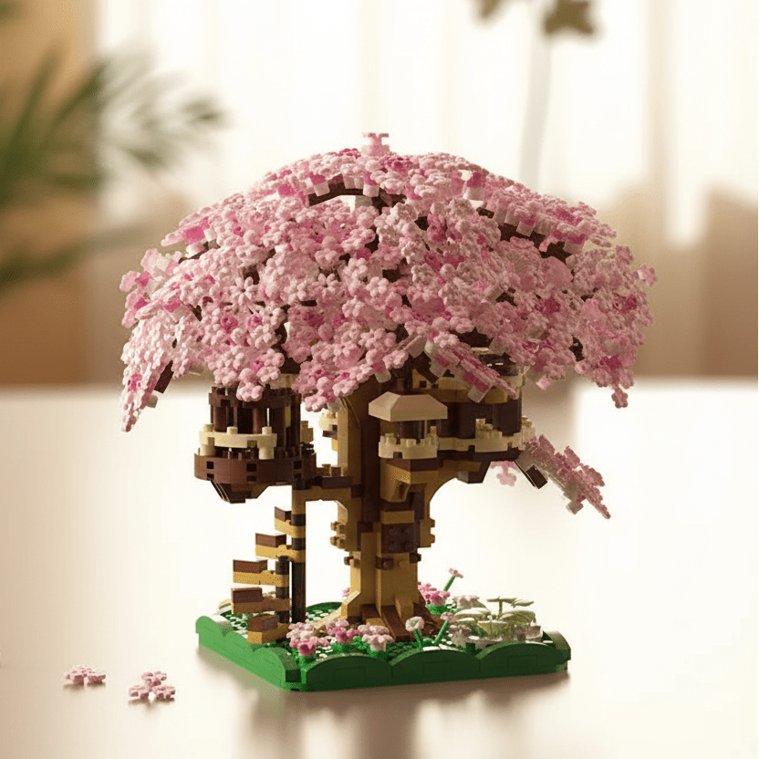 Zestaw Dreambloom Cherry Blossom Micro Treehouse — kompaktowy, szczegółowy zestaw konstrukcyjny