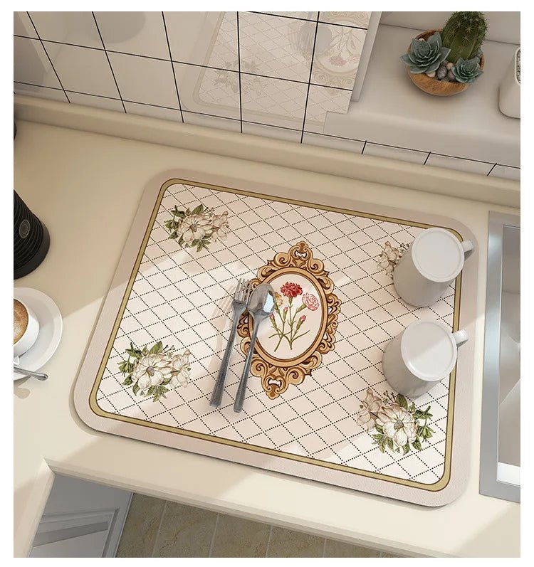 Diatomite Dripless Counter Mat — Rapid Water Absorption Quick Dry Surface