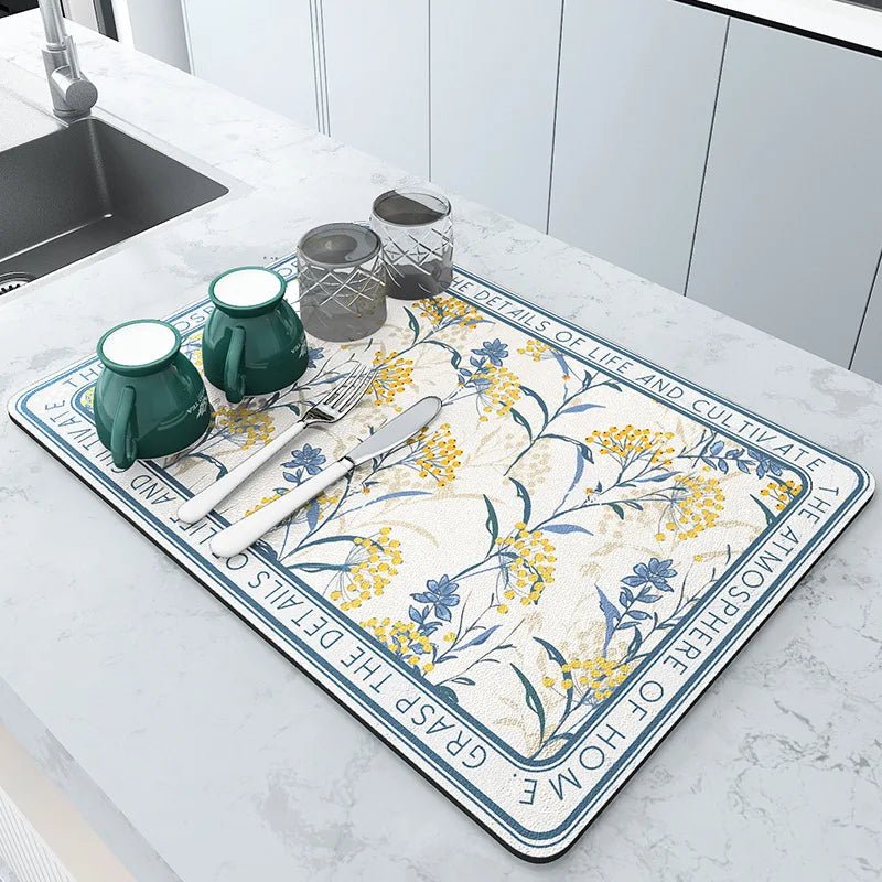Diatomite Dripless Counter Mat — Rapid Water Absorption Quick Dry Surface