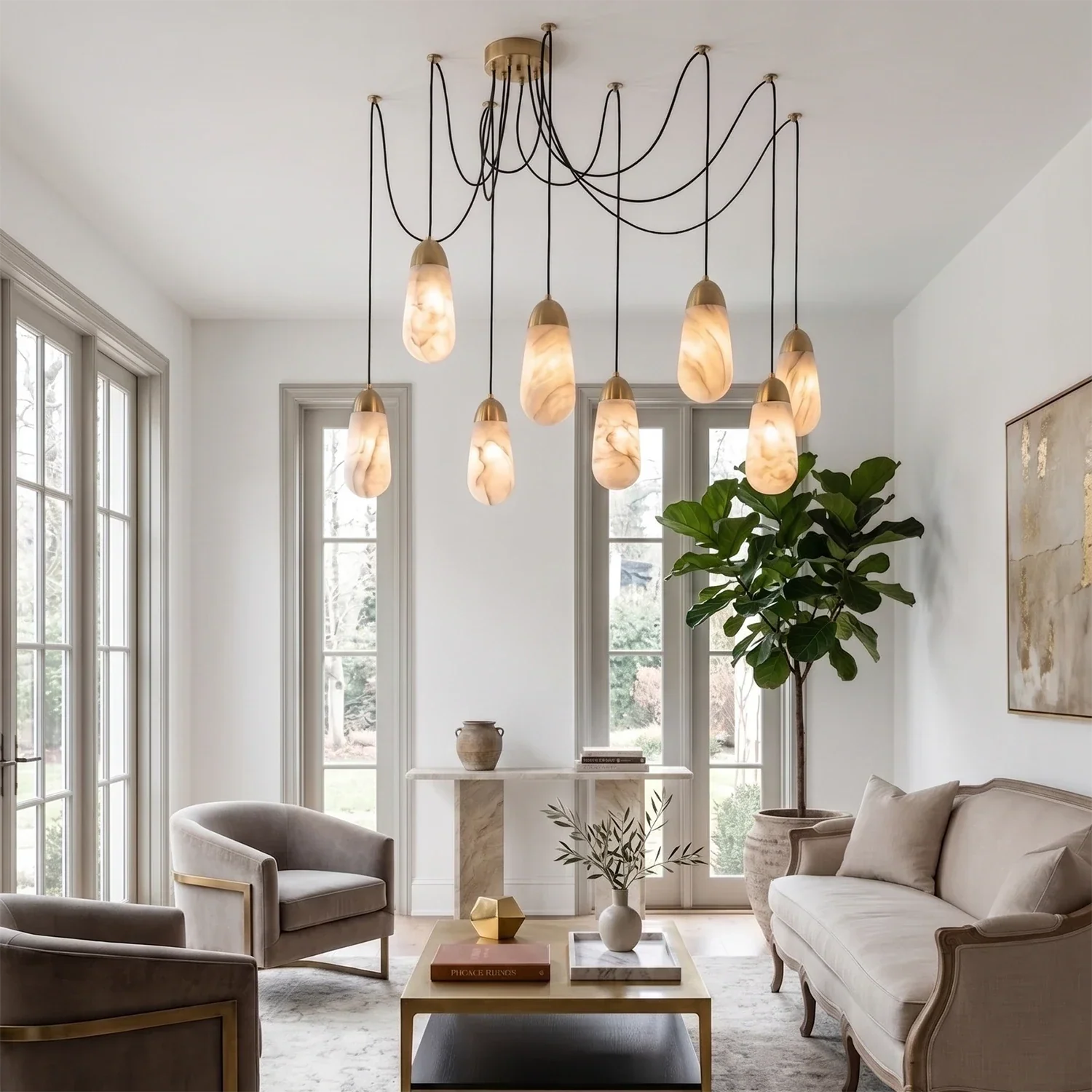 Droplet Alabaster Multi-Light Chandelier | wildoxy