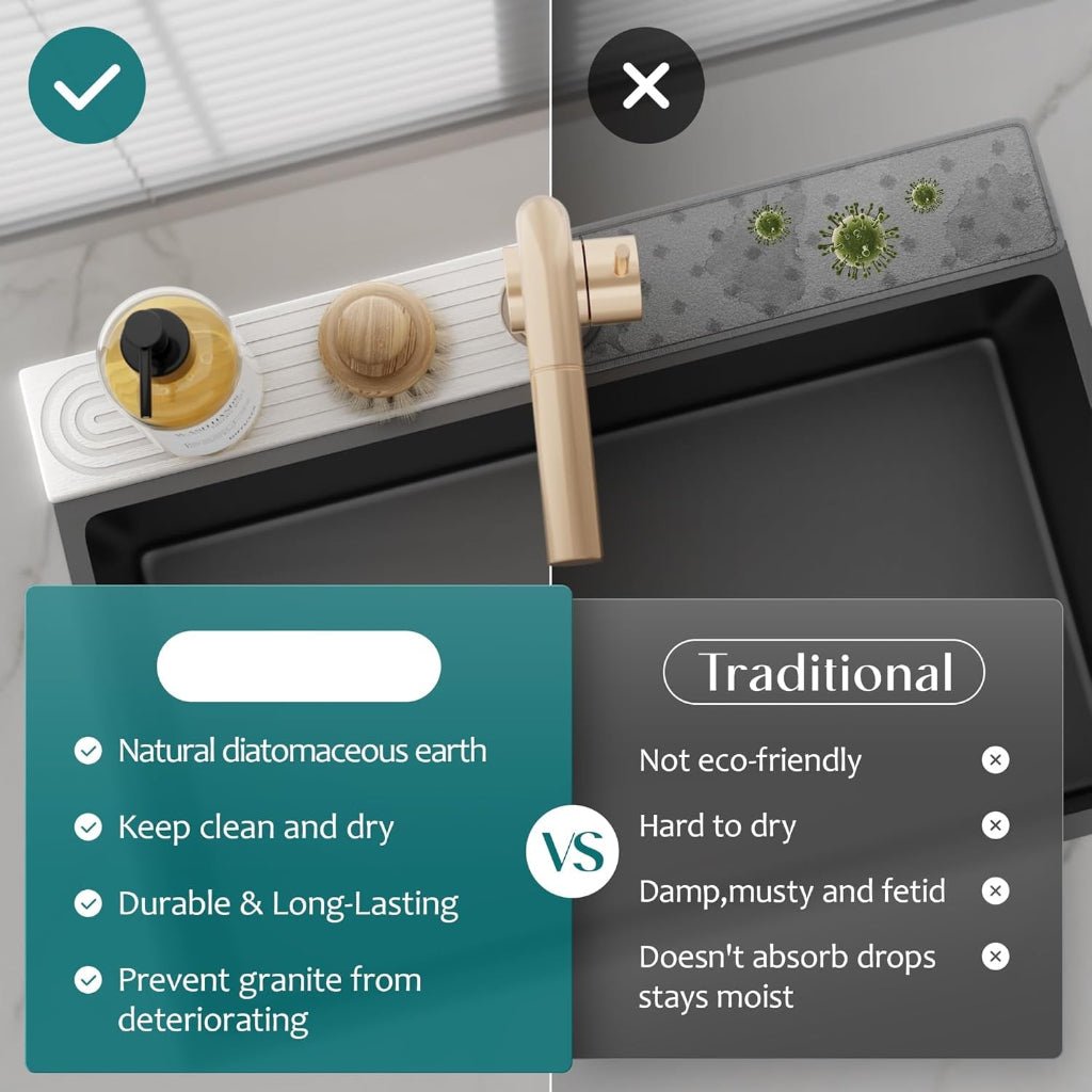 Drybase absorberande matta av kiselgur för handfat — snabbtorkande, luktresistent stenmatta