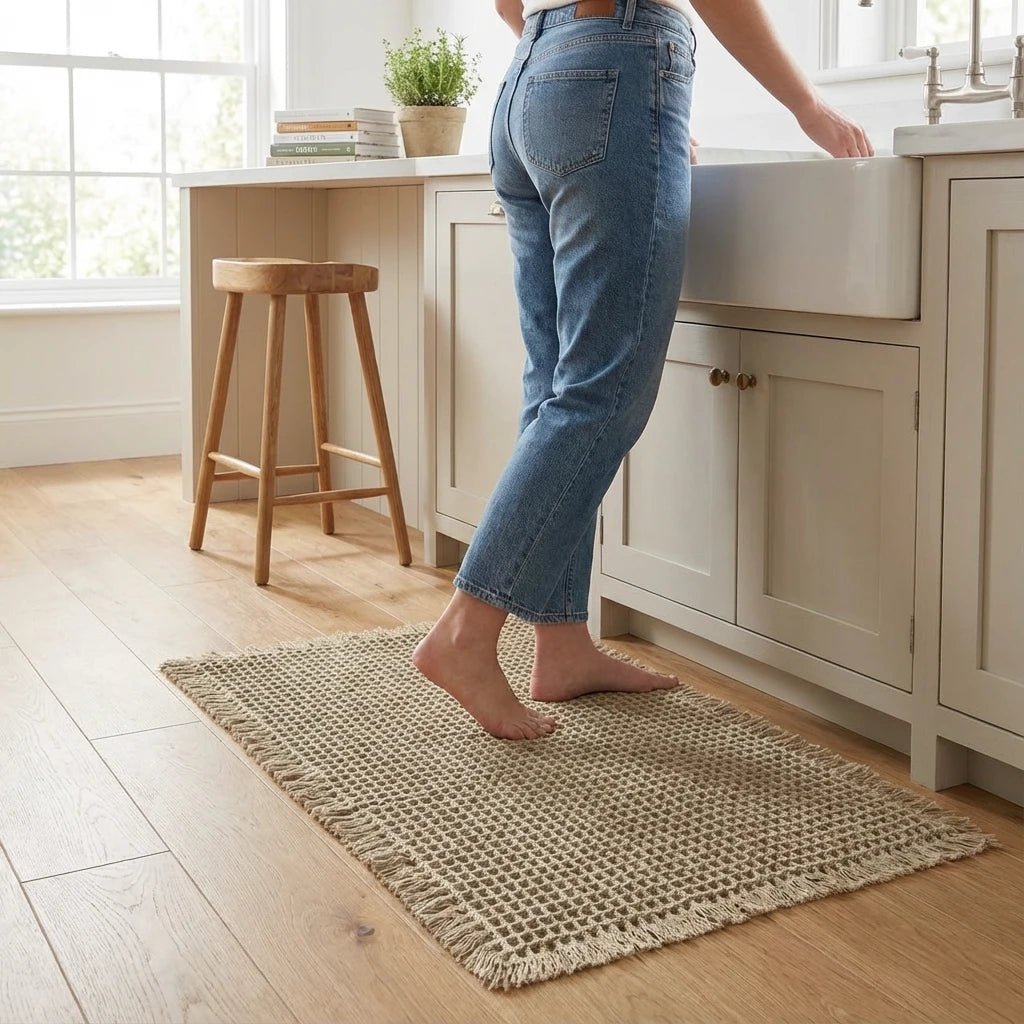 DRYMESH rychleschnoucí koupelnová předložka — Vysoce absorpční povrch s voštinovou síťovinou, měkká polstrovaná vrchní vrstva