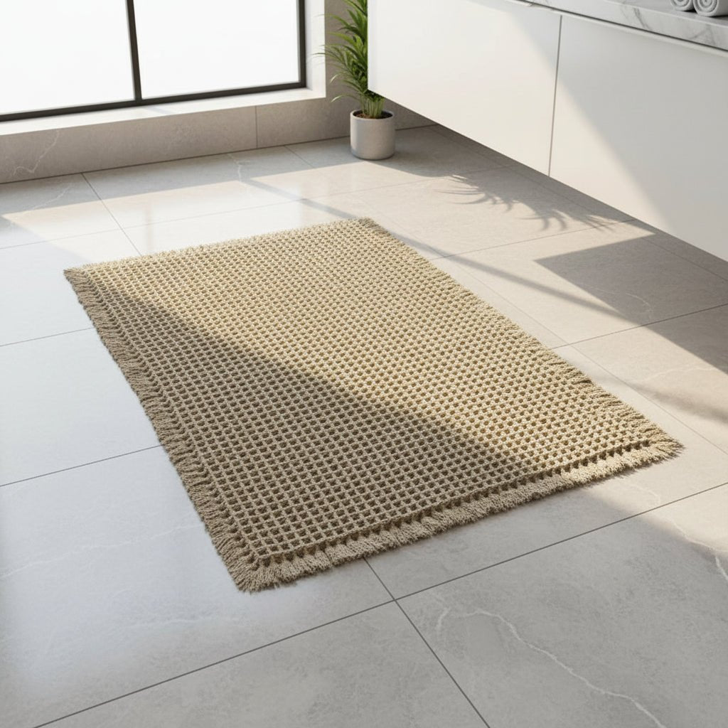 DRYMESH rychleschnoucí koupelnová předložka — Vysoce absorpční povrch s voštinovou síťovinou, měkká polstrovaná vrchní vrstva