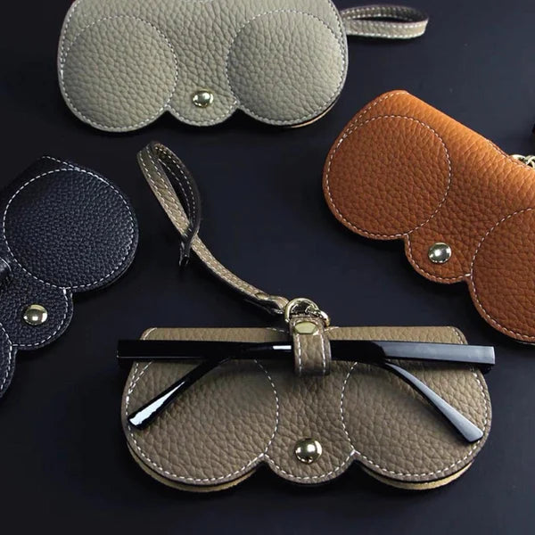 Soft Leather Sunglasses Case — Snap Button Closure