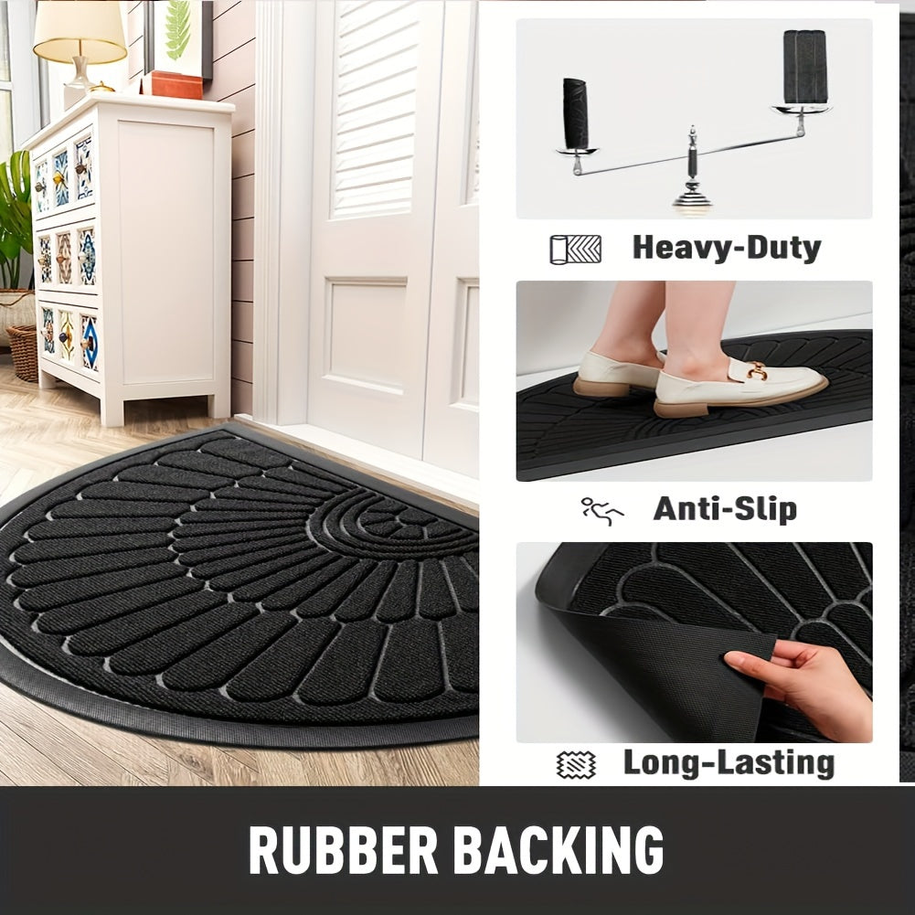 Halfronde rubberen mat — antislip, zwart/grijs/bruin, 43x75/60x90 cm