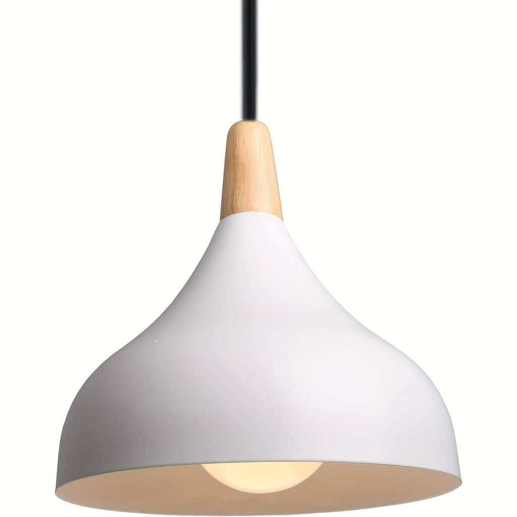 Modern Teardrop Pendant Light | Metal & Wood Hanging Lamp | Wildoxy