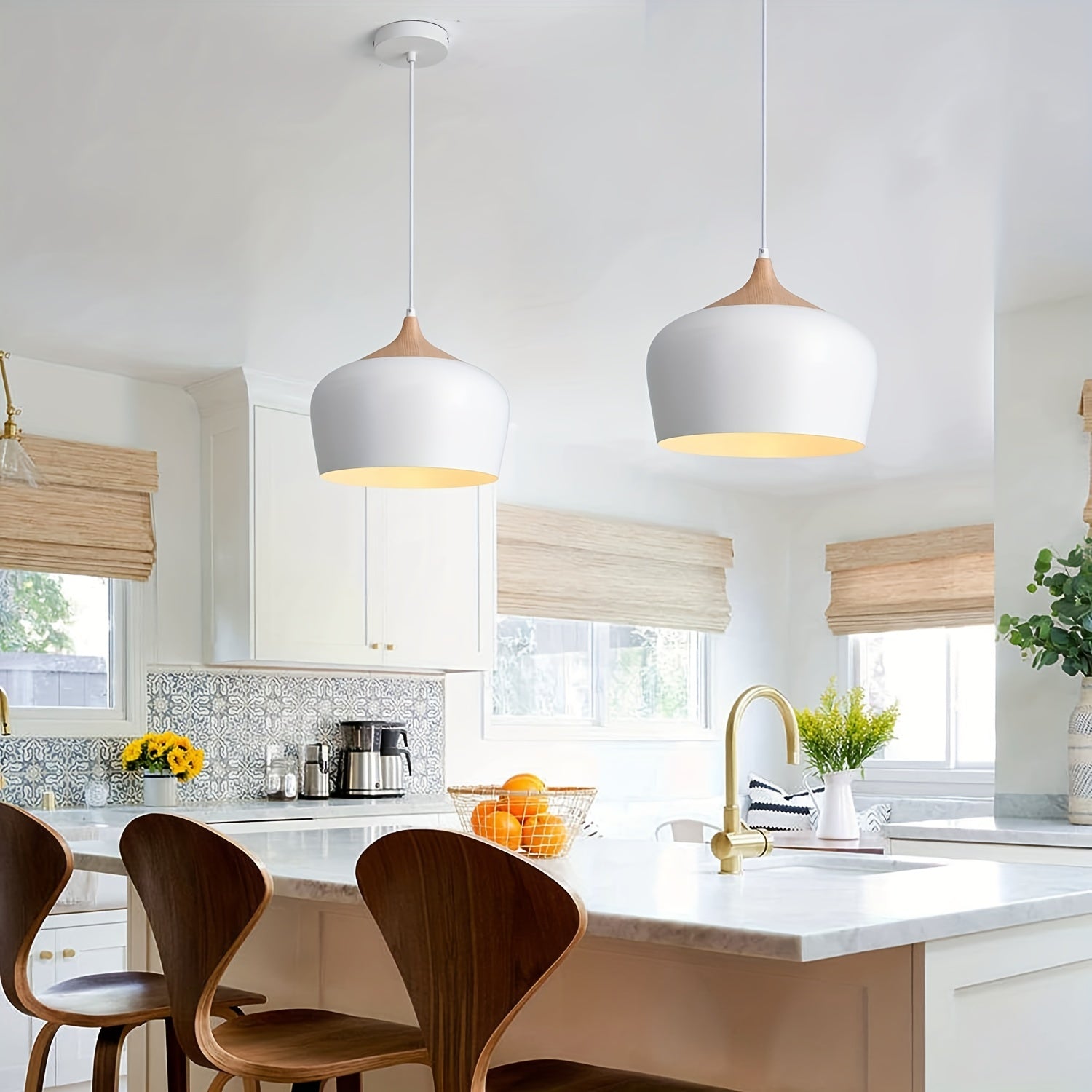 Modern Scandinavian Pendant Light | Iron & Wood Grain Design | Wildoxy