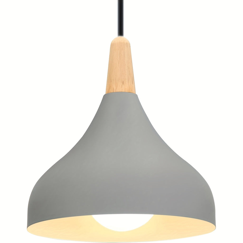 Modern Teardrop Pendant Light | Metal & Wood Hanging Lamp | Wildoxy
