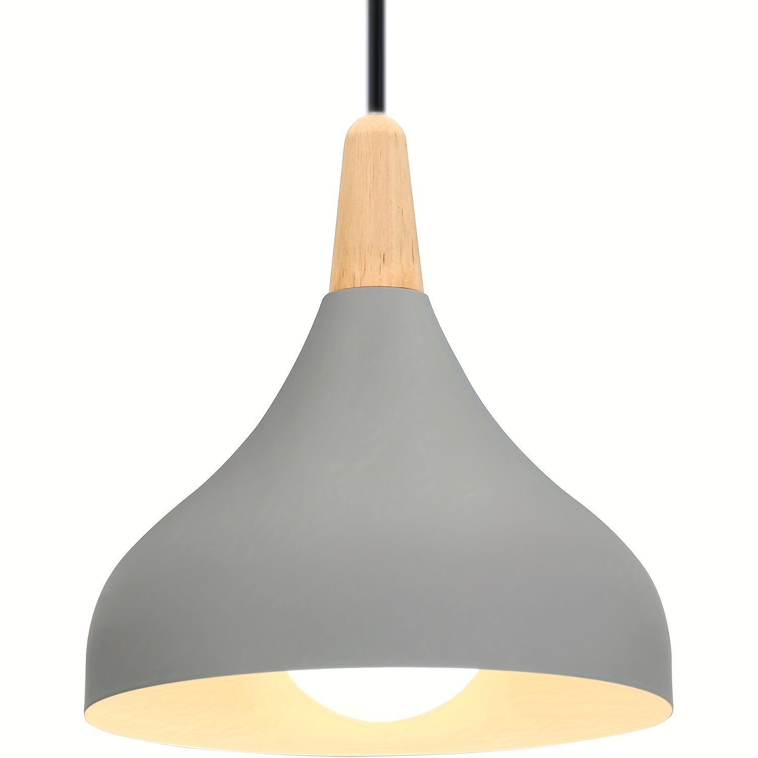 Modern Teardrop Pendant Light | Metal & Wood Hanging Lamp | Wildoxy