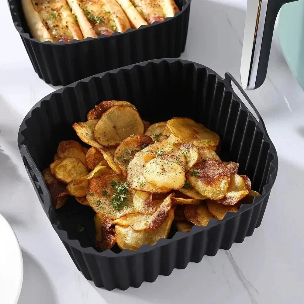 Set premium de folii din silicon EasyFry pentru friteuză cu aer cald — pătrate antiaderente, compatibile cu cuptoare de 4-7 Qt