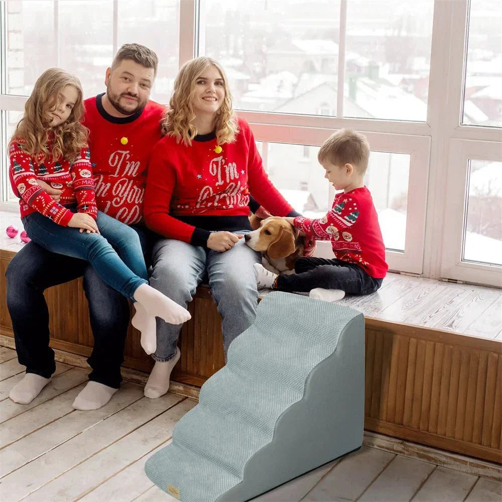 EASYPET CLIMB 5stupňová měkká pěnová rampa pro psy — mírný sklon a snímatelný potah