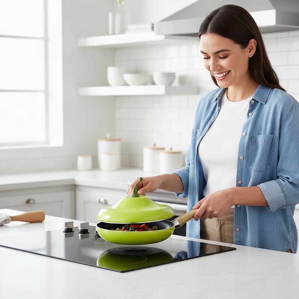 ECOFRY セラミック製ノンスティックフライパン - 均一な熱分布、料理が簡単に離れる