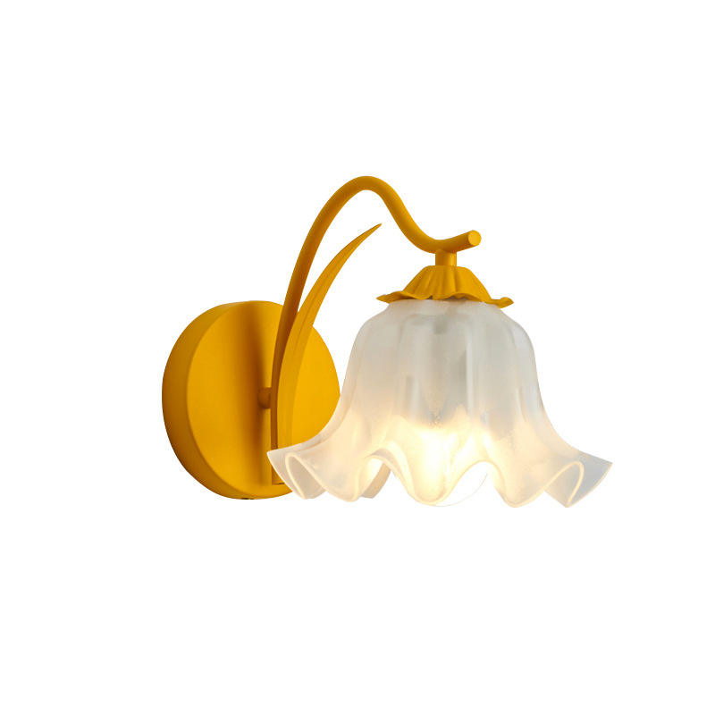 Marcoe French Country Flower Wall Lamp — White Acrylic Shade Trim