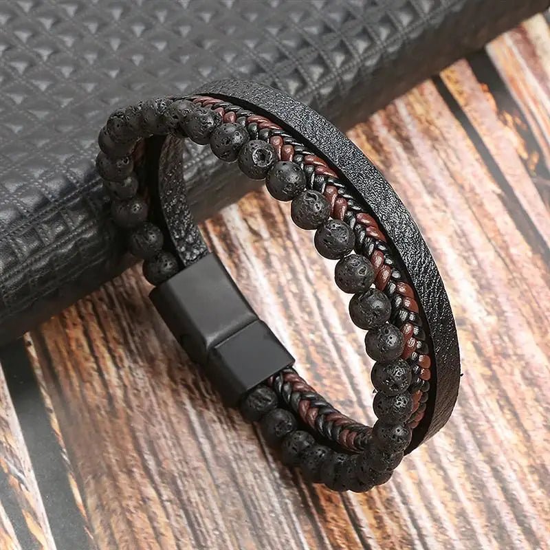EdgeKnot メンズ編み込みブレスレット — ミニマルなデザイン、刻印可能なメタルアクセント