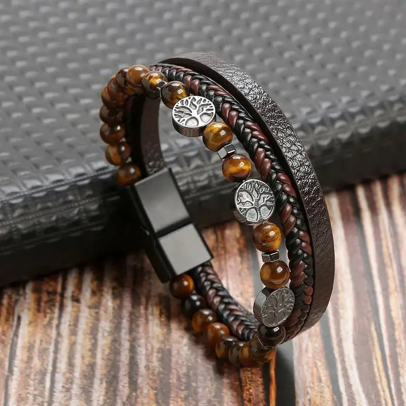 EdgeKnot メンズ編み込みブレスレット — ミニマルなデザイン、刻印可能なメタルアクセント