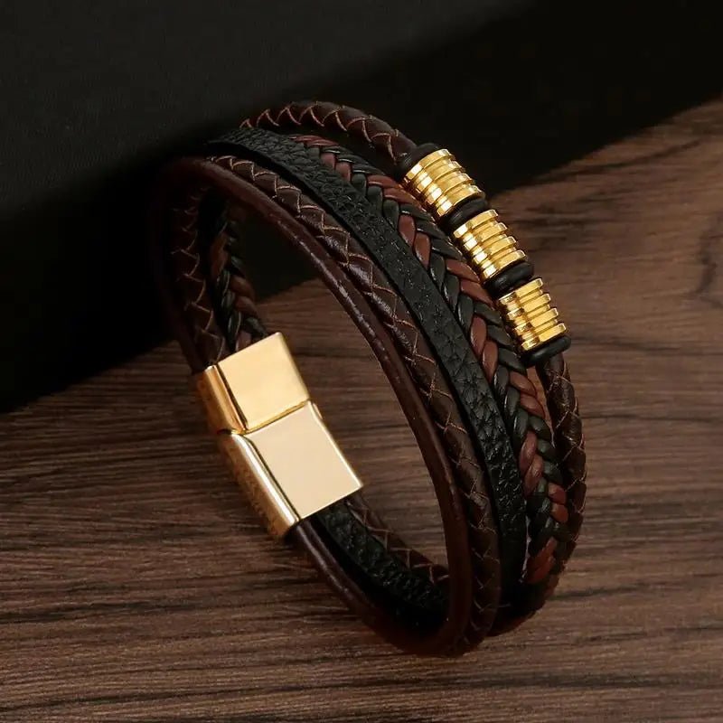 EdgeKnot メンズ編み込みブレスレット — ミニマルなデザイン、刻印可能なメタルアクセント