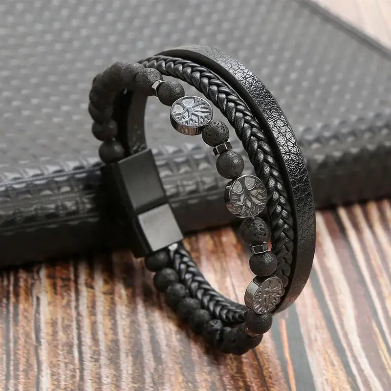EdgeKnot メンズ編み込みブレスレット — ミニマルなデザイン、刻印可能なメタルアクセント