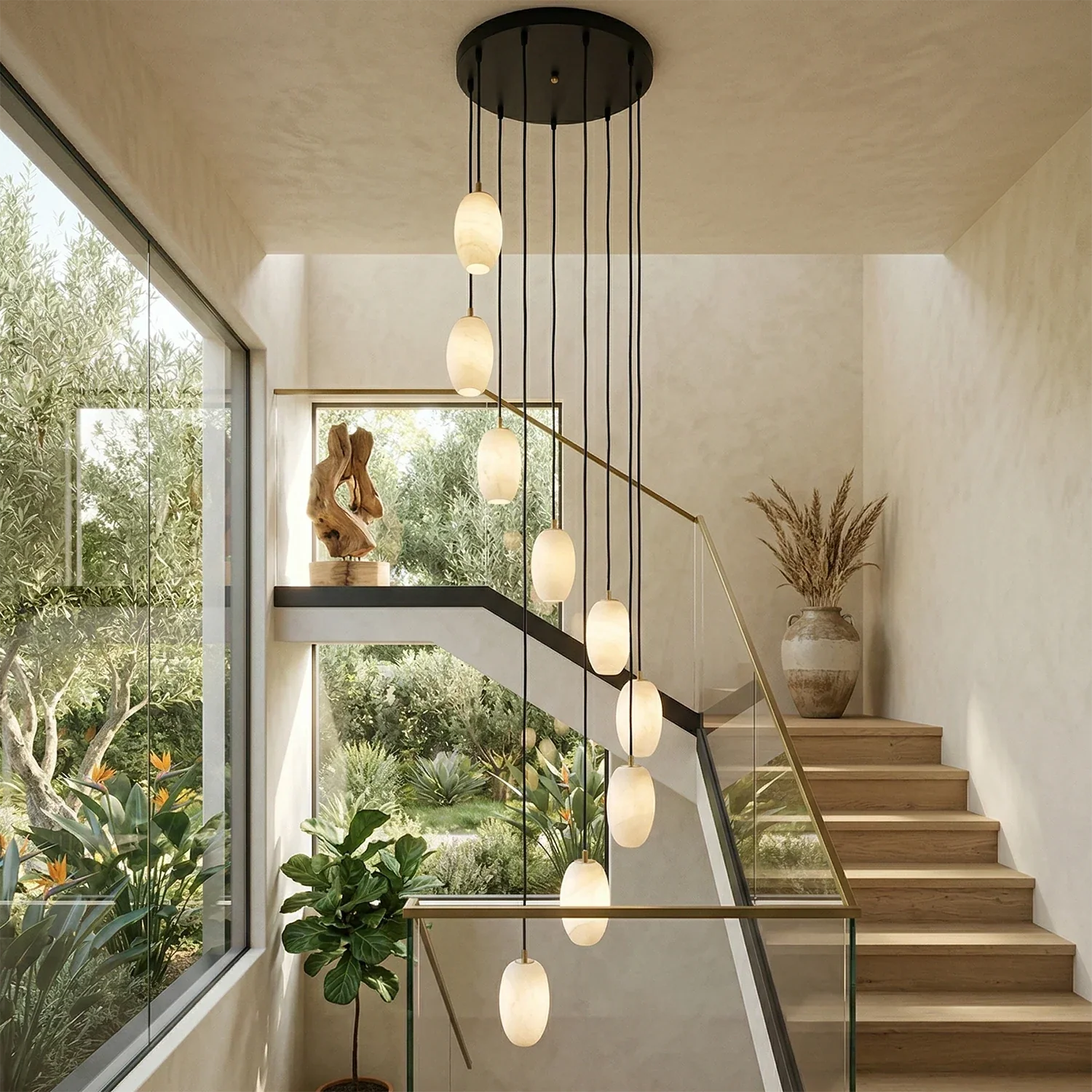 Egg-Shaped Alabaster Chandelier | wildoxy
