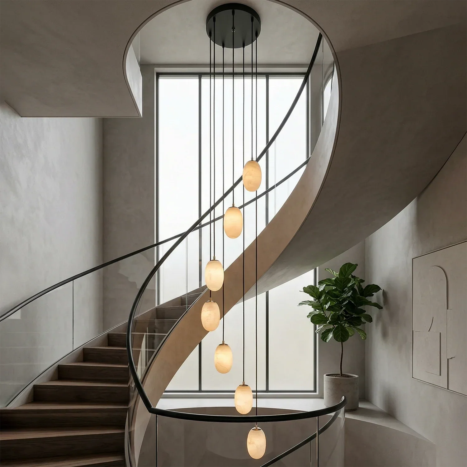Egg-Shaped Alabaster Chandelier | wildoxy