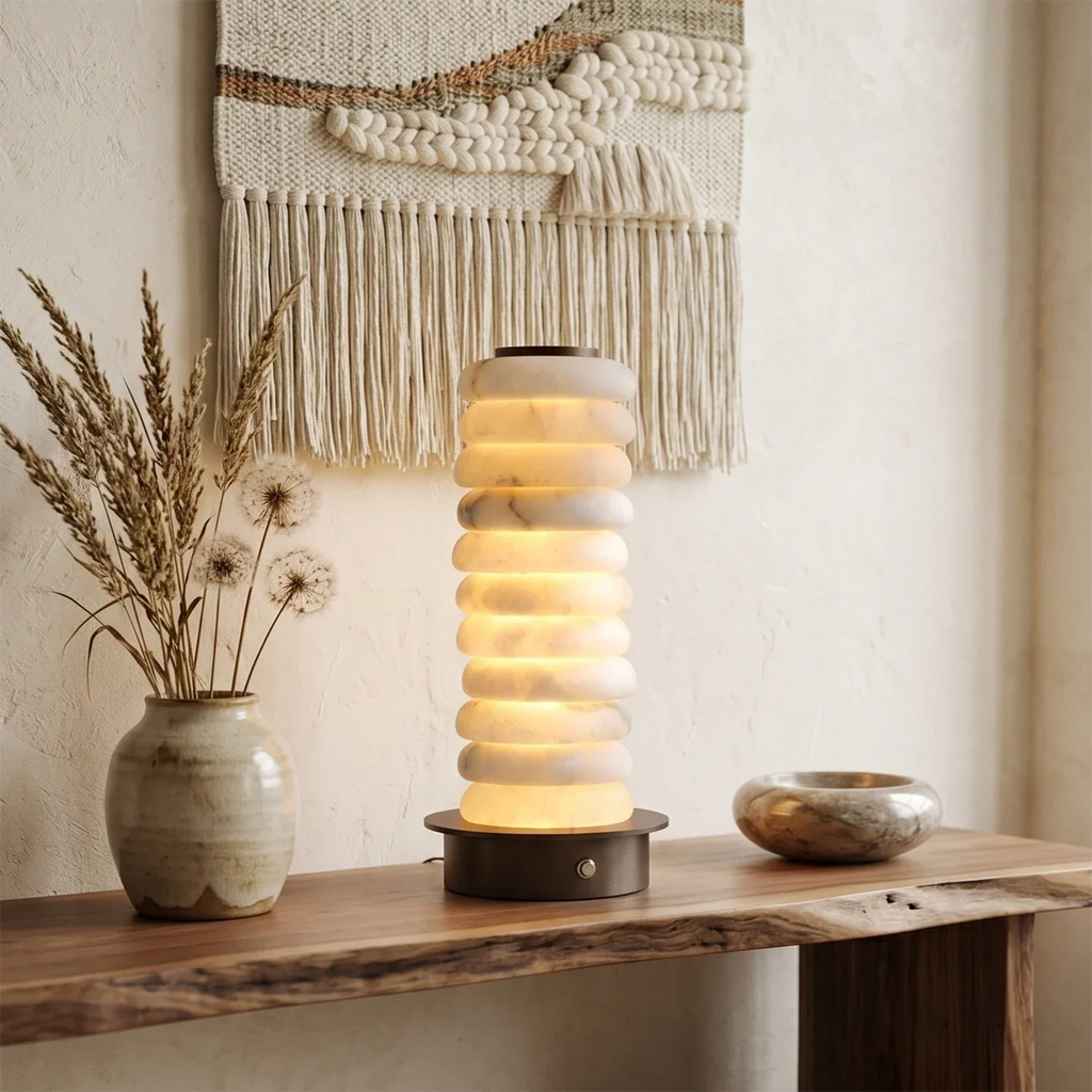 Multi-Tiered Alabaster Table Lamp | wildoxy