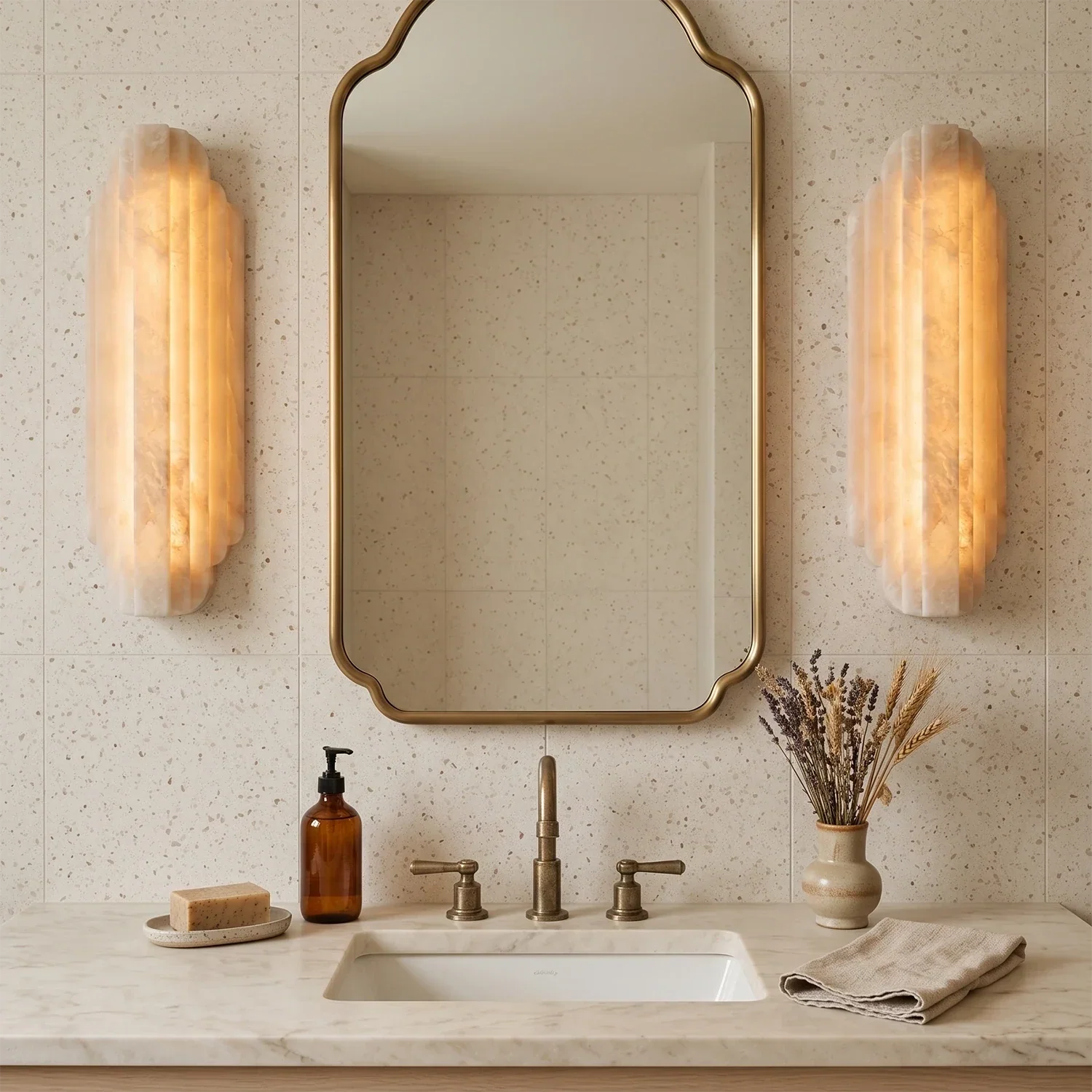 Estella Art Deco Alabaster Wall Sconce | wildoxy