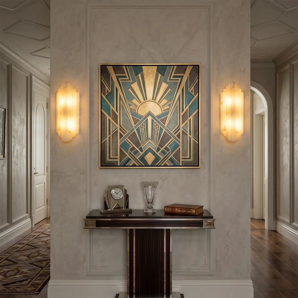 Estella Art Deco Alabaster Wall Sconce | wildoxy