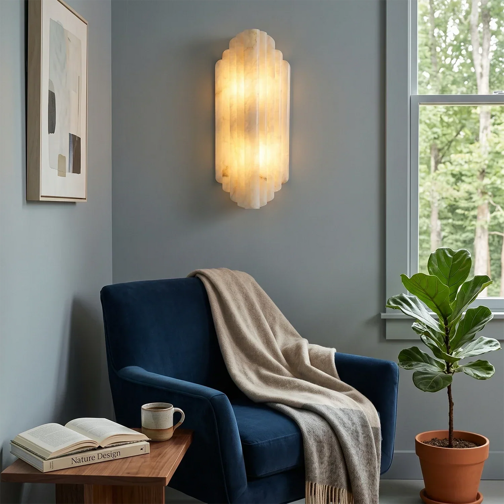 Estella Art Deco Alabaster Wall Sconce | wildoxy