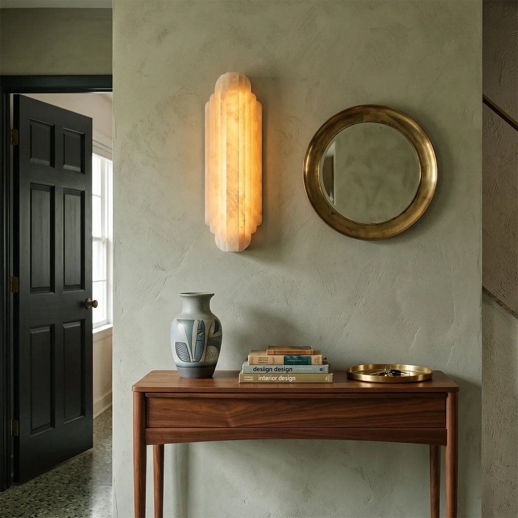Estella Art Deco Alabaster Wall Sconce | wildoxy