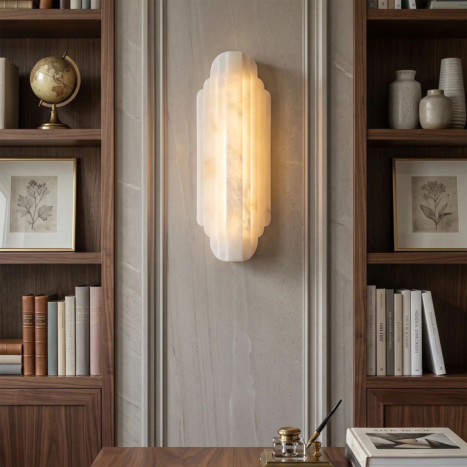 Estella Art Deco Alabaster Wall Sconce | wildoxy
