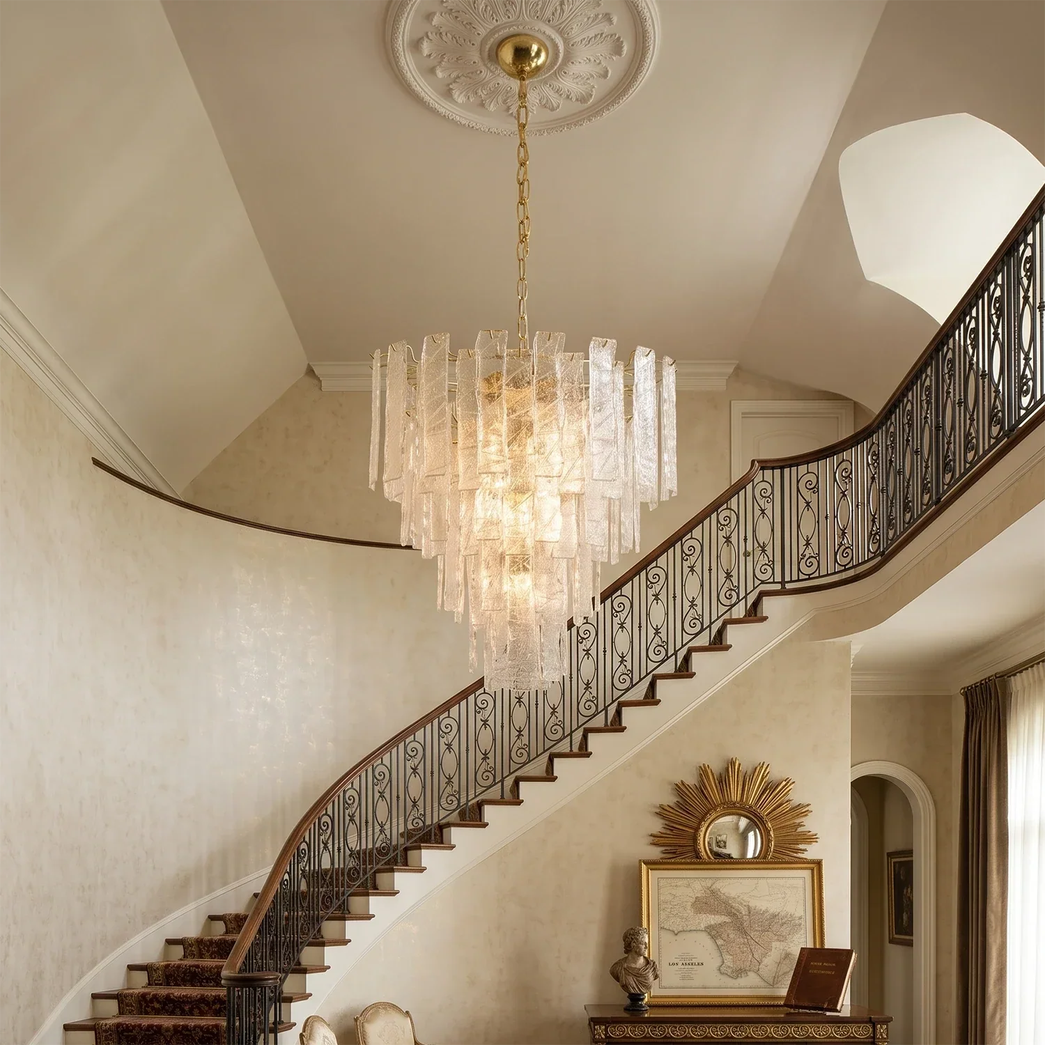 Everett Textured Glass Ribbon Tiered Chandelier | wildoxy