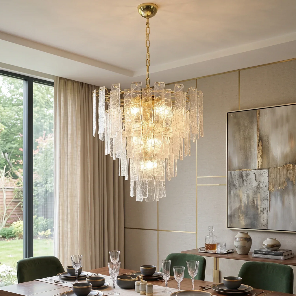 Everett Textured Glass Ribbon Tiered Chandelier | wildoxy