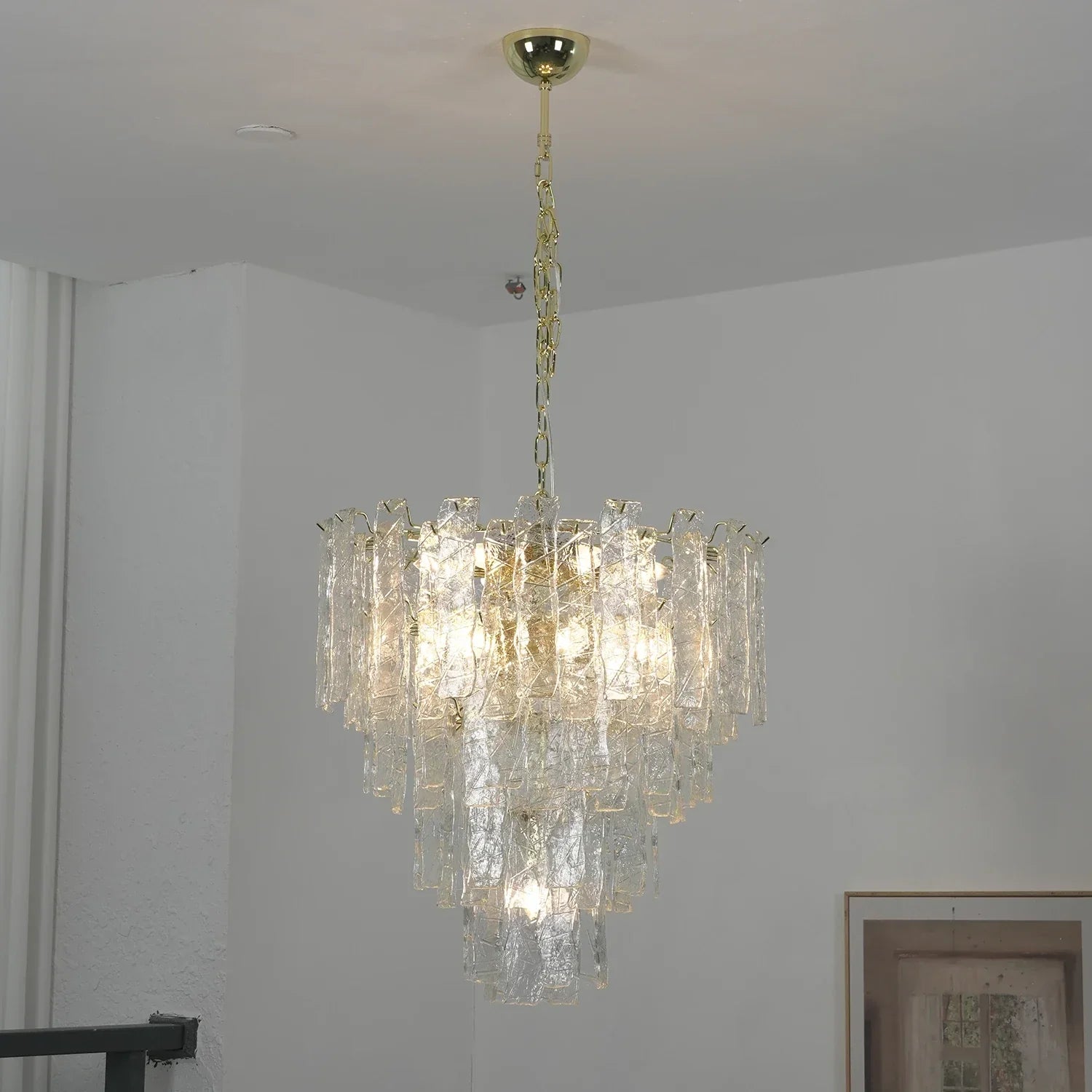 Everett Textured Glass Ribbon Tiered Chandelier | wildoxy