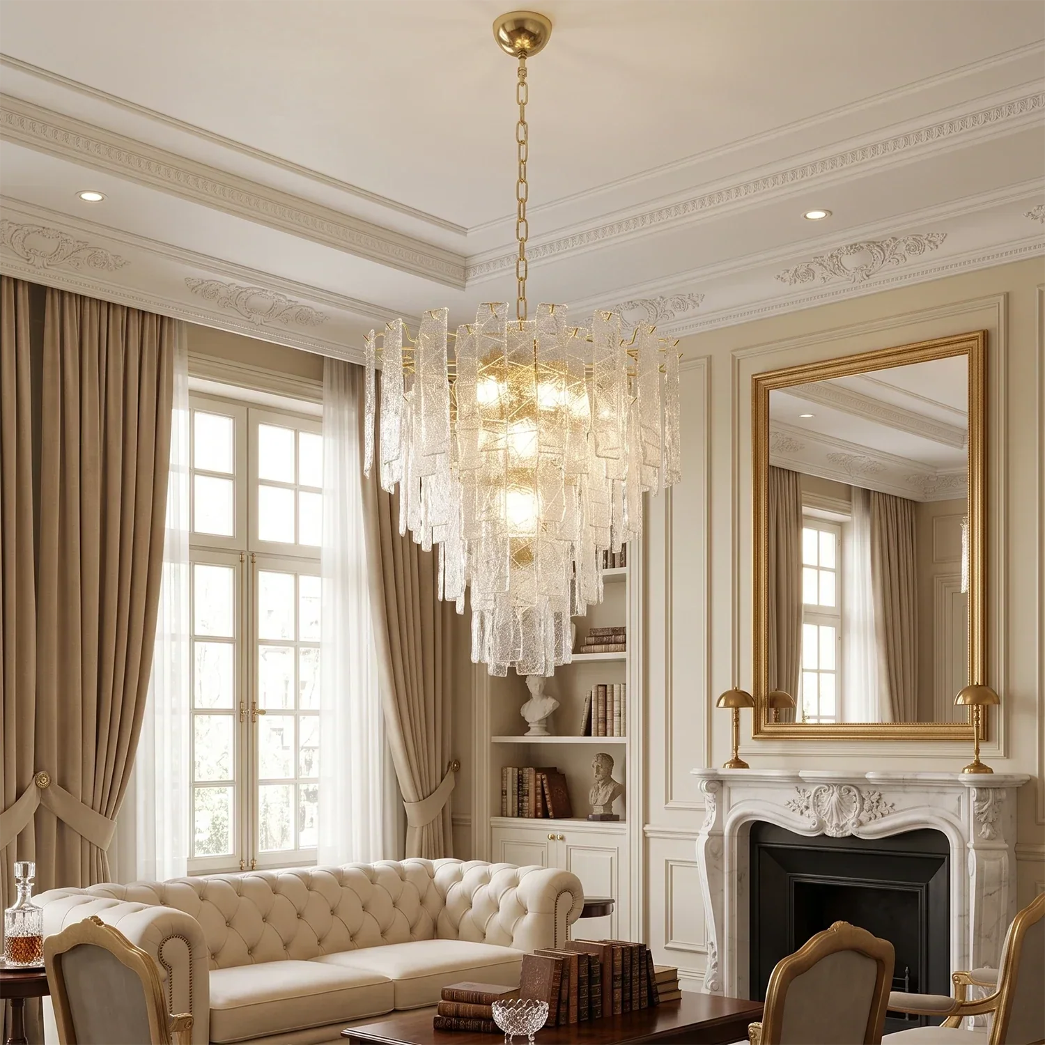 Everett Textured Glass Ribbon Tiered Chandelier | wildoxy