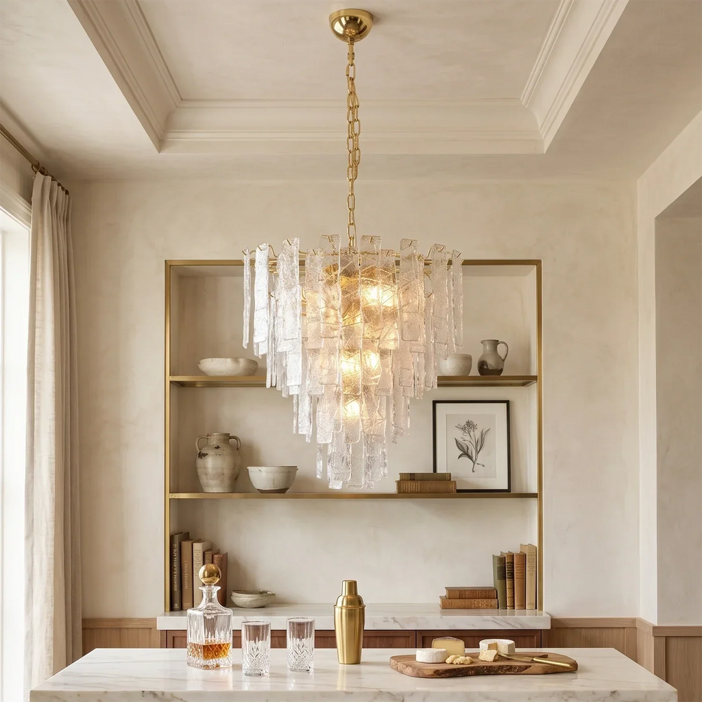 Everett Textured Glass Ribbon Tiered Chandelier | wildoxy