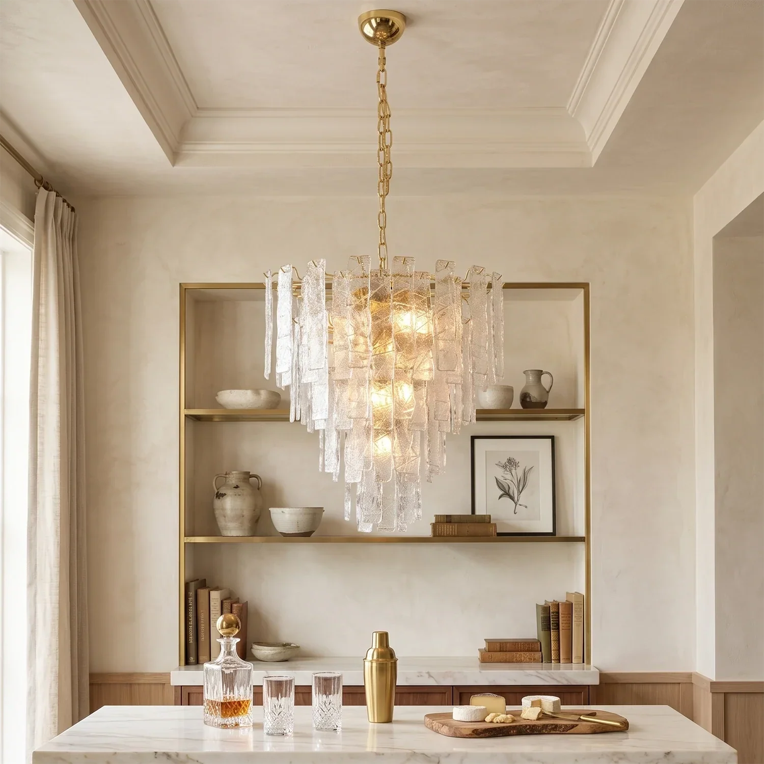Everett Textured Glass Ribbon Tiered Chandelier | wildoxy