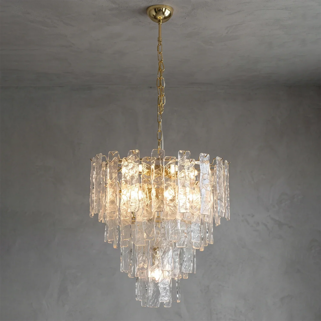 Everett Textured Glass Ribbon Tiered Chandelier | wildoxy
