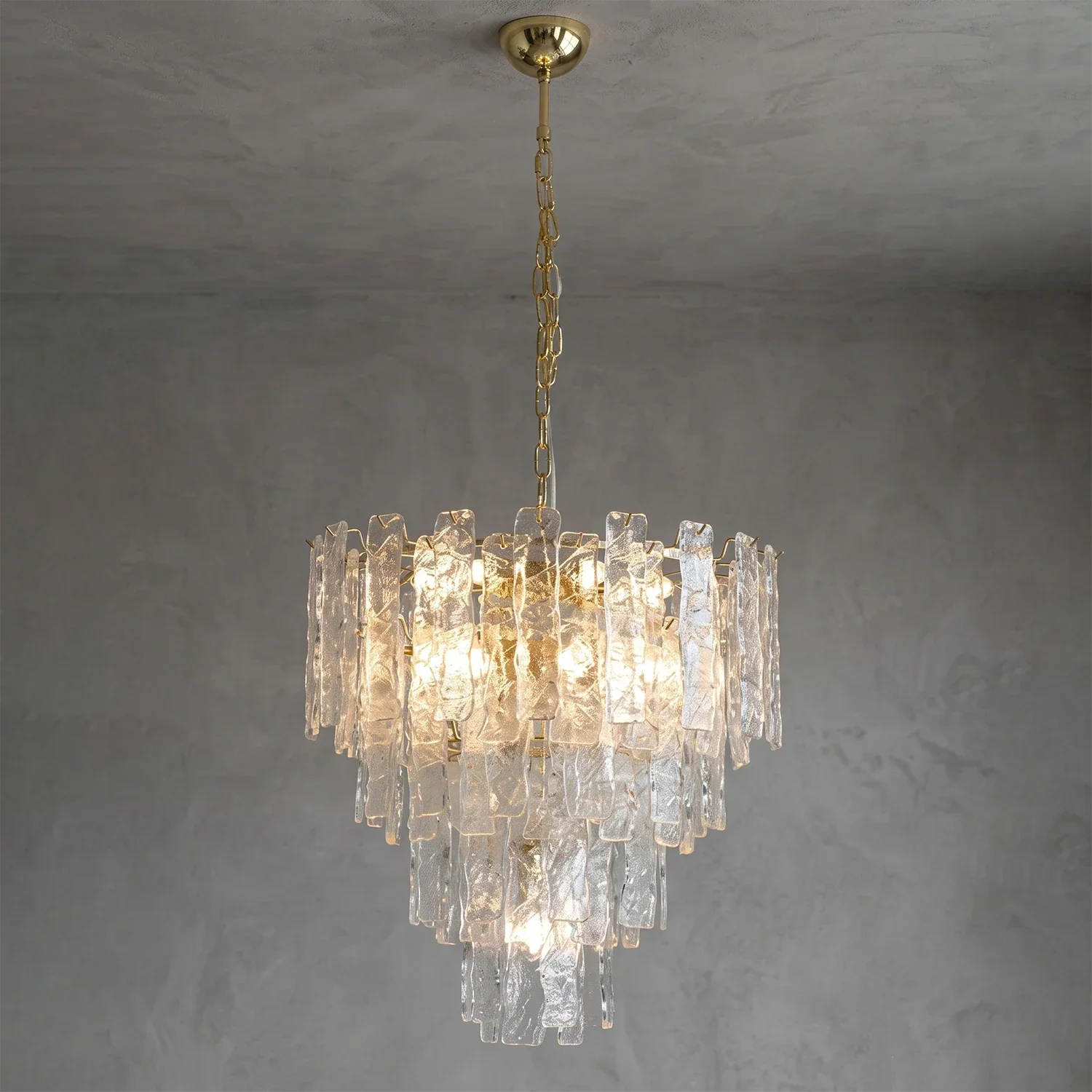 Everett Textured Glass Ribbon Tiered Chandelier | wildoxy