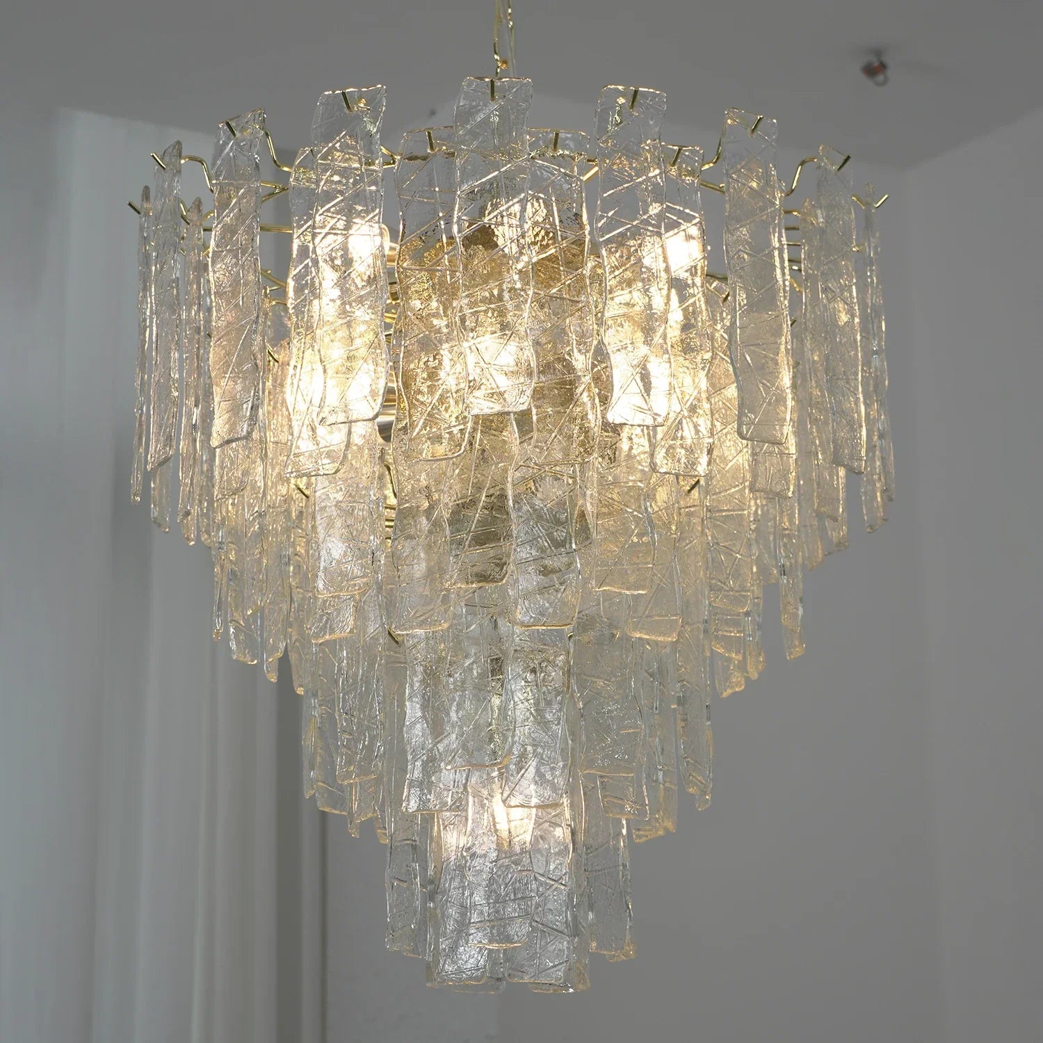 Everett Textured Glass Ribbon Tiered Chandelier | wildoxy