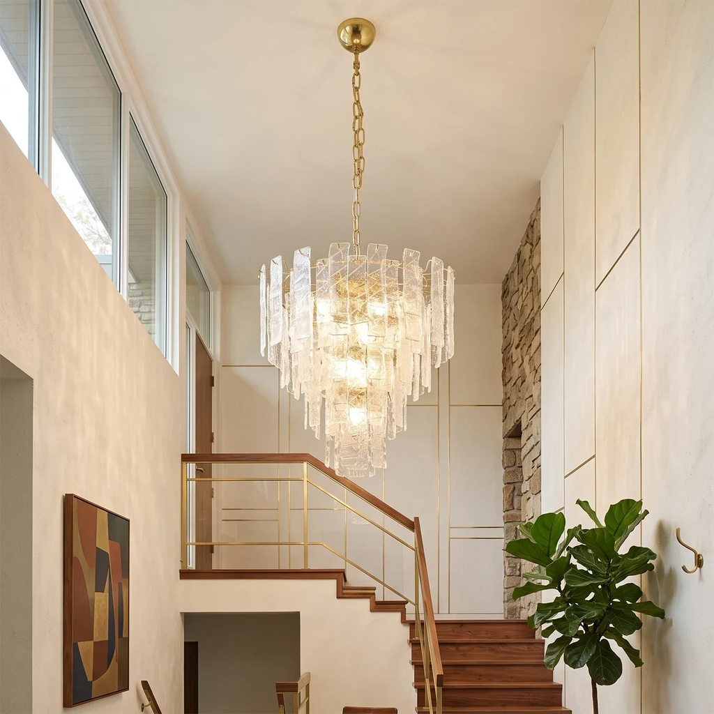 Everett Textured Glass Ribbon Tiered Chandelier | wildoxy