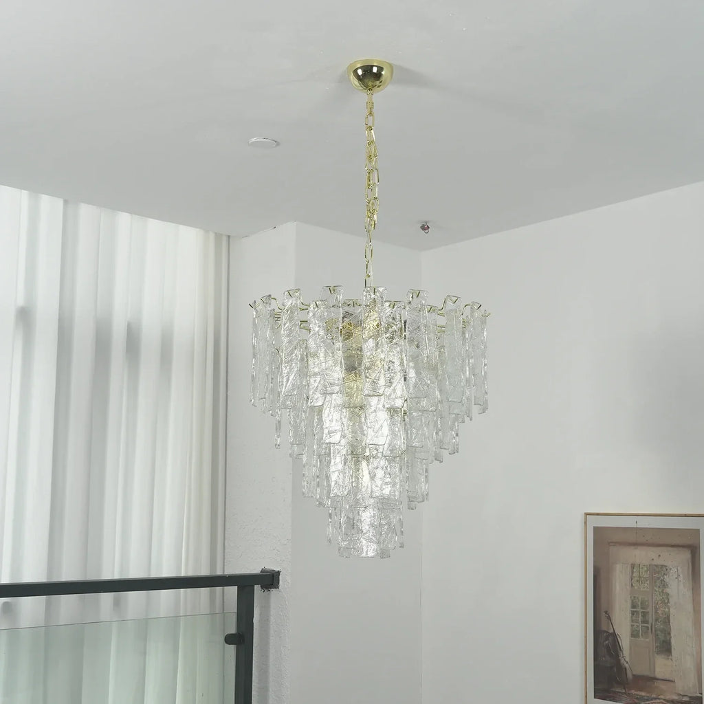 Everett Textured Glass Ribbon Tiered Chandelier | wildoxy