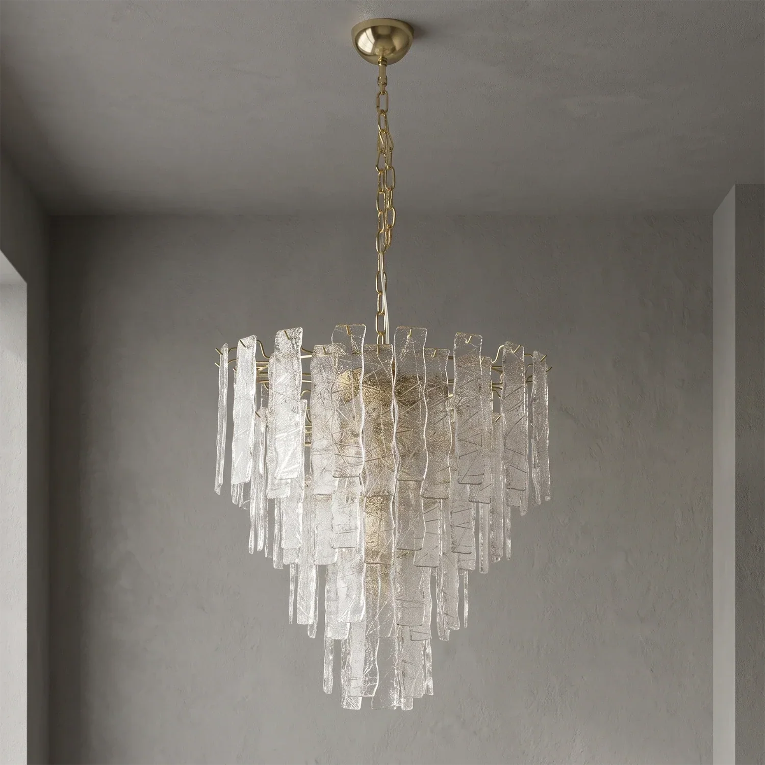 Everett Textured Glass Ribbon Tiered Chandelier | wildoxy
