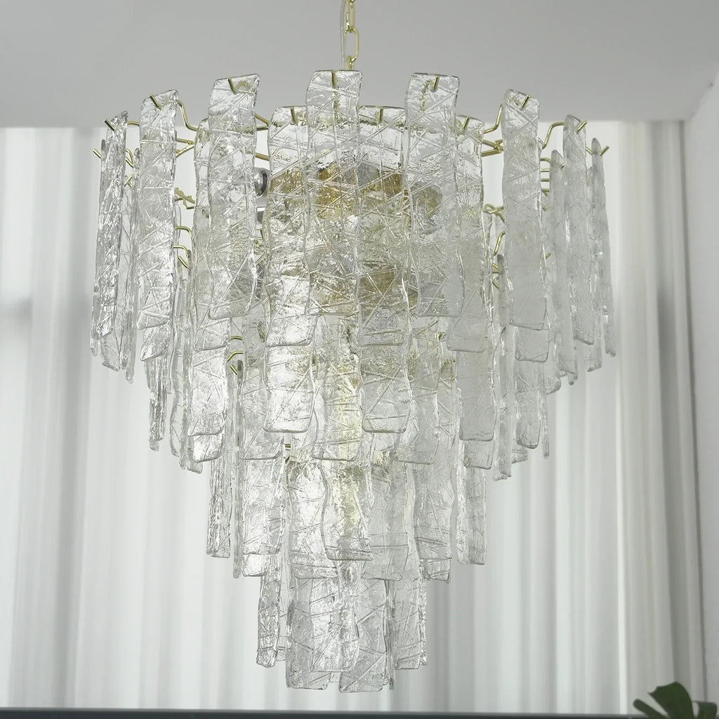 Everett Textured Glass Ribbon Tiered Chandelier | wildoxy