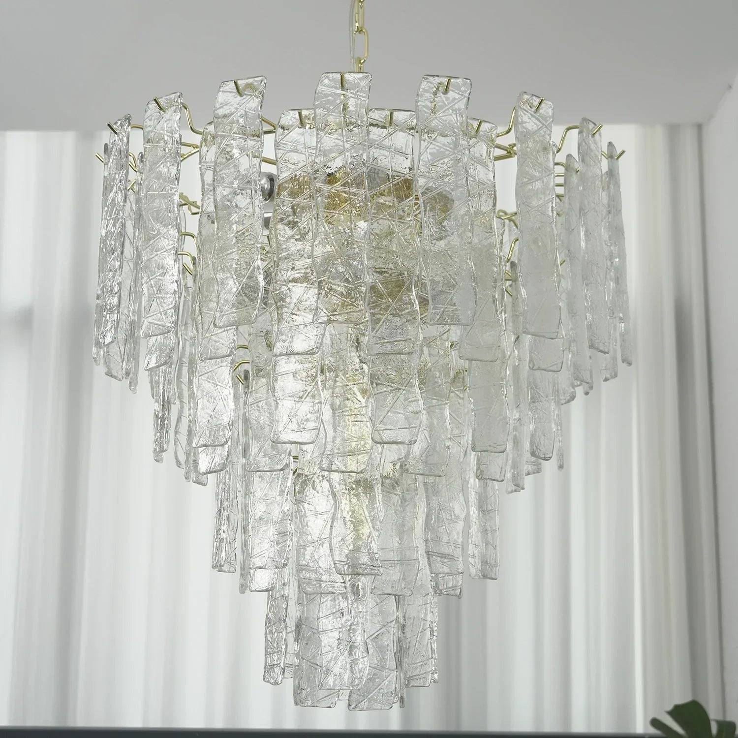 Everett Textured Glass Ribbon Tiered Chandelier | wildoxy