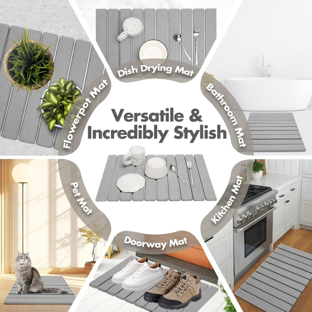 EVODRY Diatomite Stone Fast-Drying Mat — Rapid Moisture Control, Antibacterial Surface