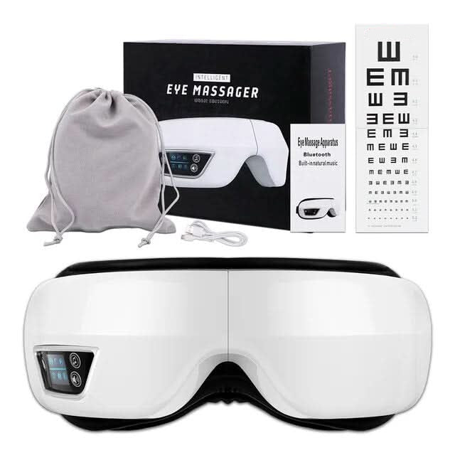Chytrý 6D masážní přístroj na oči Eyeglow — Bluetooth zvuk, integrovaný vyhřívací systém